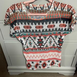 Orange design blouse with stretch